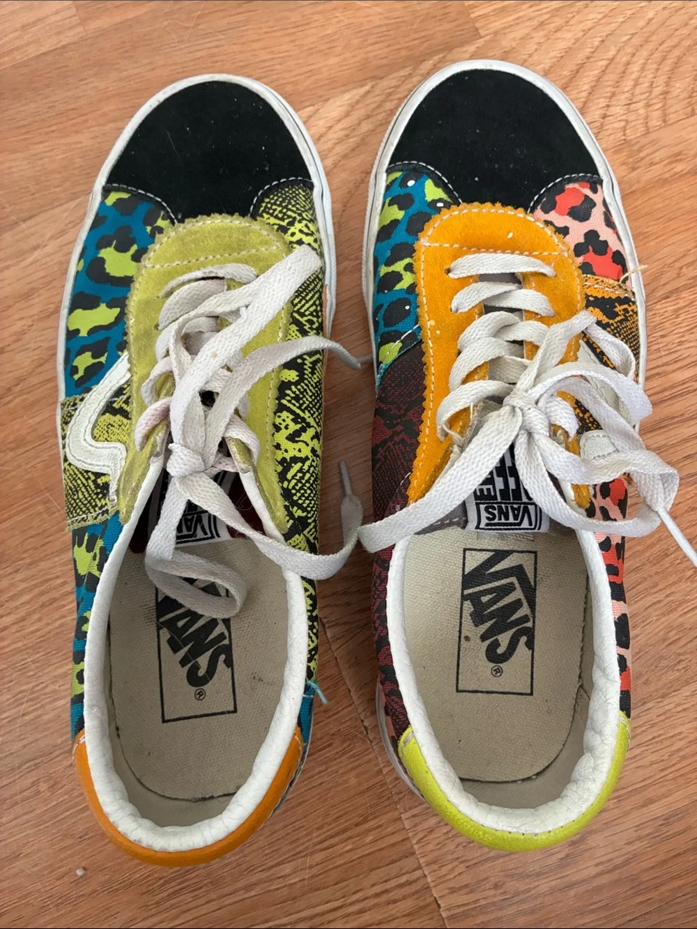 Vans Colorblock Leopard Patchwork Lace-Up Sneakers